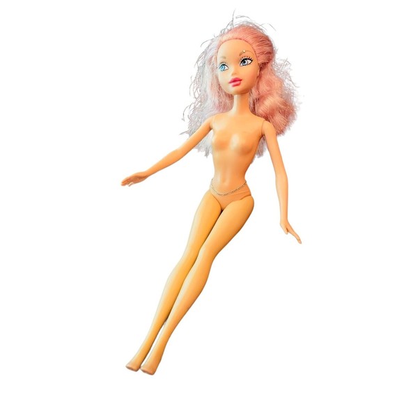 My Scene Barbie Mattel 1999 body bend snap, Pink Hair Body Piercings Belly Chain - Picture 3 of 9